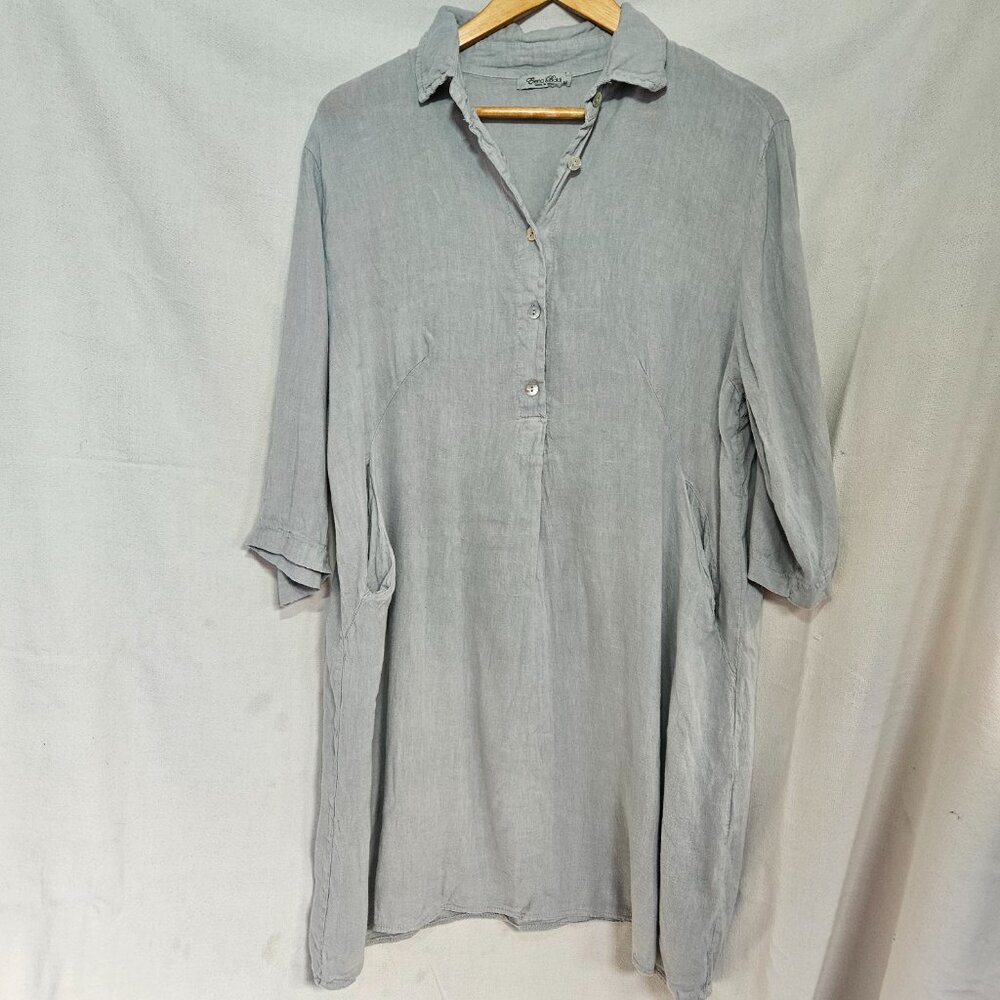 Elena Baldi Women's Italian 100% Linen Gray Knee-length Dress Size M